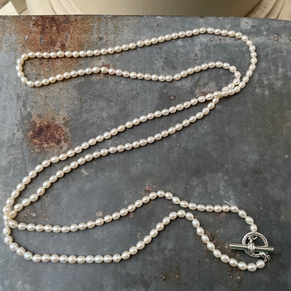 Slane & Slane Pearl 48" Necklace w/ diamond-encrusted toggle clasp - Picture 5 of 7